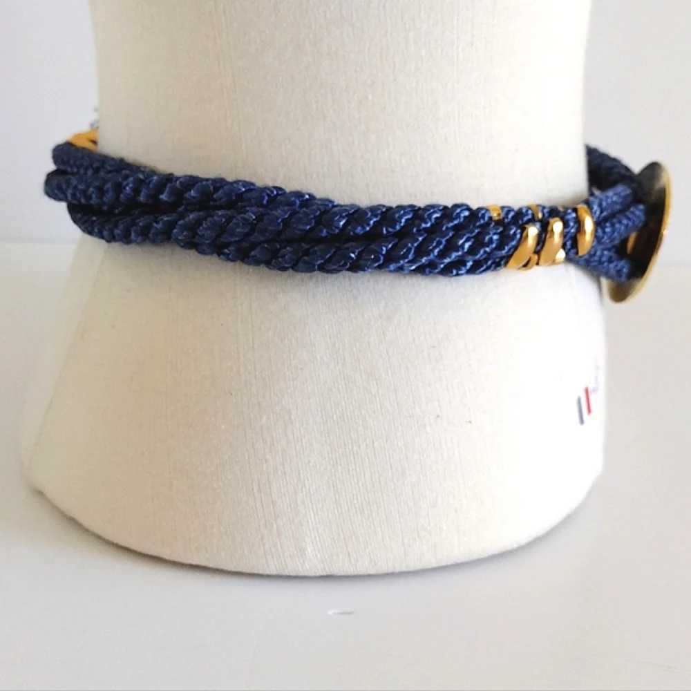 Vintage SITI Belt Enamel Buckle Braided Stretch Rope Belt
